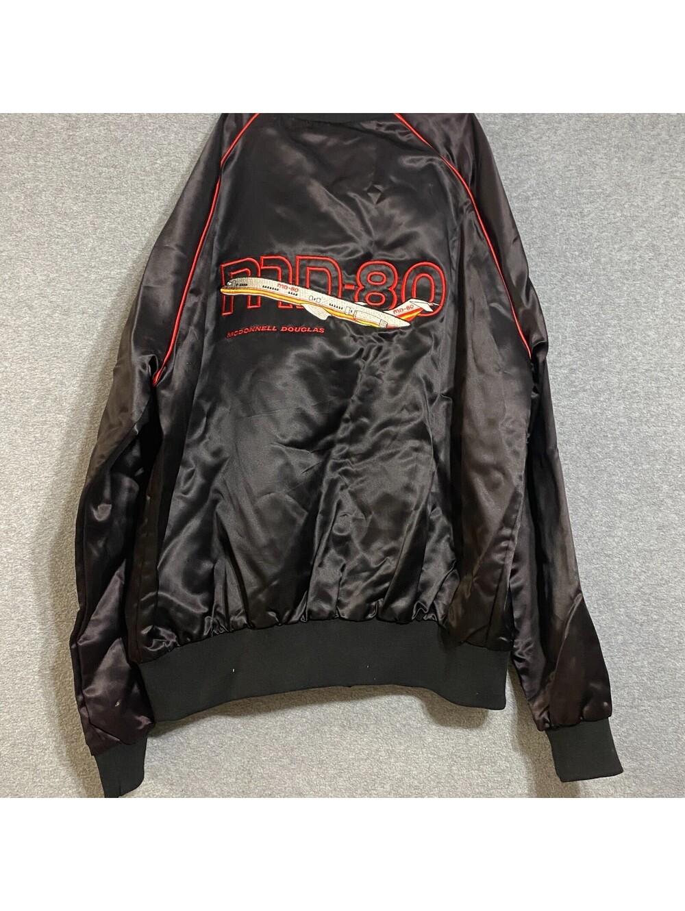 Vintage McDonnell Douglas MD-80 Satin Bomber Jacket XL High Five USA Aviation
